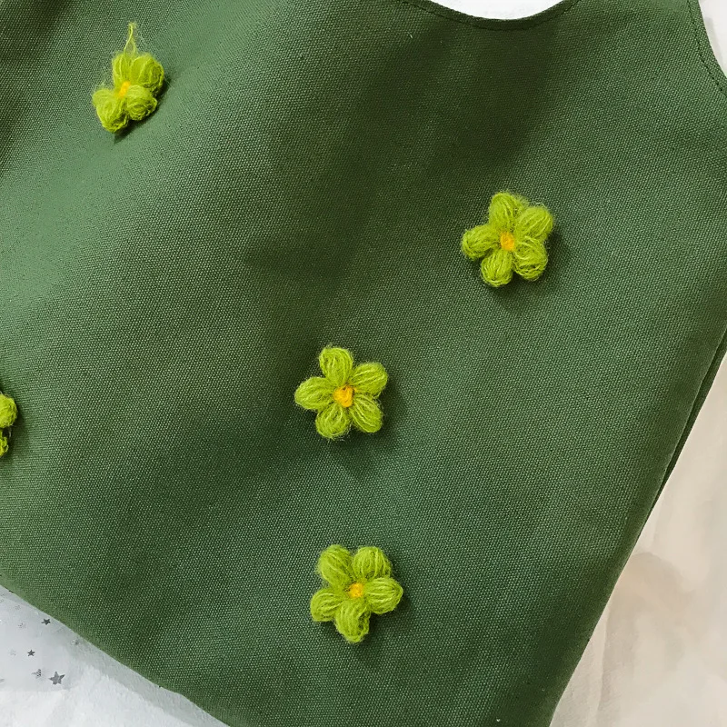 

Canvas Female 2019 New Canvas Shoulder Bag Female Flower Tote And Creative Shopping Small Daisy Canvas Bag QSK157