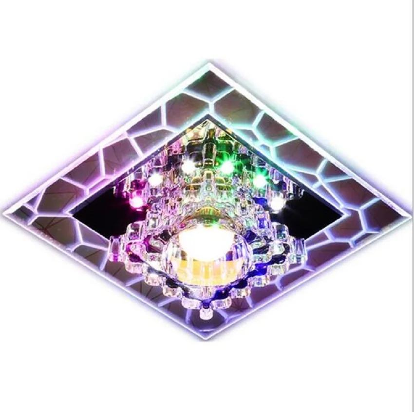 

white/warm white/pink/colorful 5W square Led Crystal Ceiling lighting Lamps For Porch Aisle home Cristal Ceiling Entrance Lights
