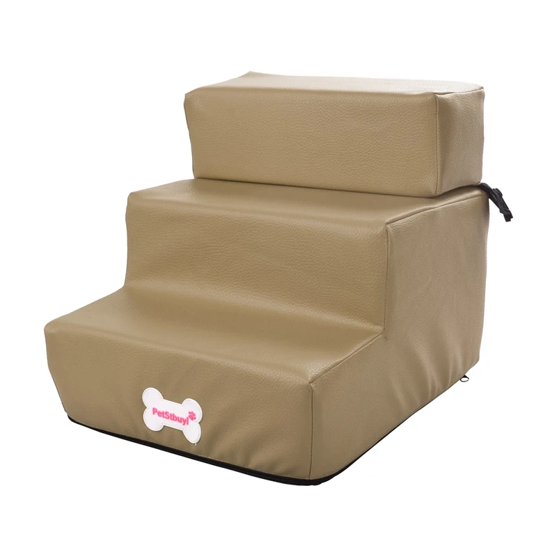 khaki Складная лестница для животных HEYPET, лестница для домашних животных, лестница для кошек, собак, кровать для домашних животных, лестница для собак, крытая 3 лестница ступеньки, принадлежности для домашних животных - Цвет: khaki
