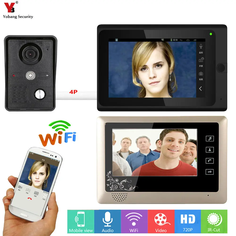Yobang безопасность WIFI видео домофон для домашней безопасности 7 дюймов монитор