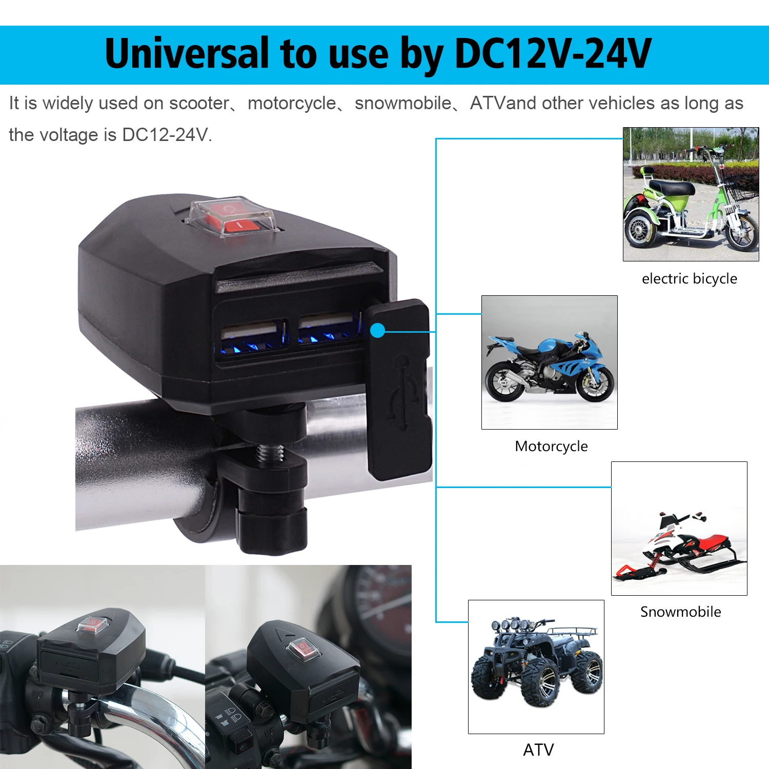 Быстрое зарядное устройство с двумя USB-портами 12-24 в 2 4 А универсальное для