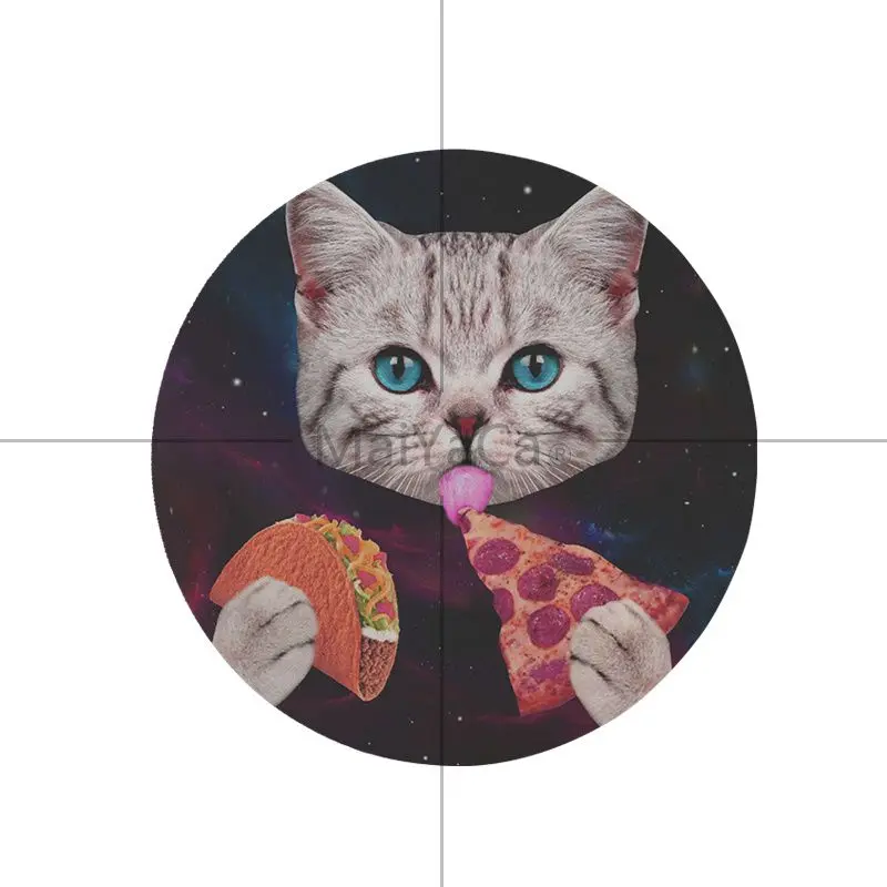 22x22cm MaiYaCa нескользящий ПК Dj Cat piza Cat Силиконовый коврик для мышки игра пользовательский дизайн игровой компьютер круглые коврики для мыши - Цвет: 22x22cm