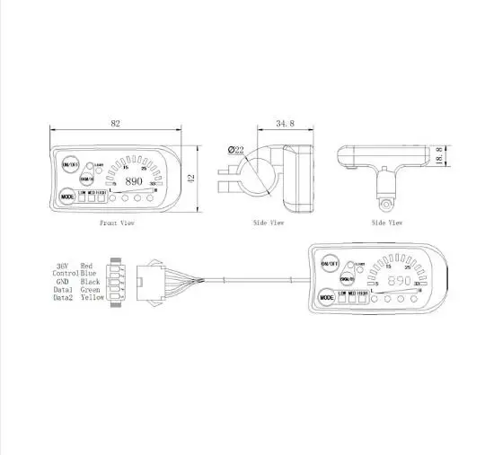 Панель управления для электрического велосипеда светодисветодиодный 890 24 В или 36