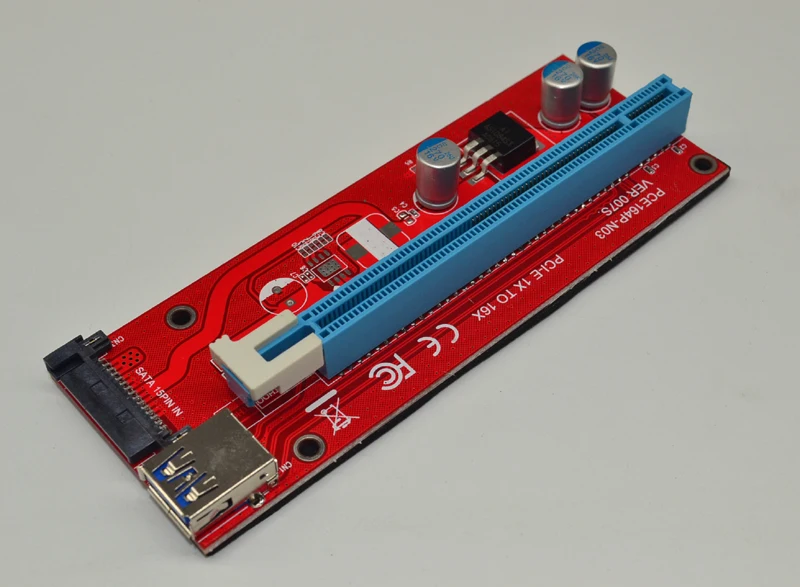 VER007S 0 6 M PCI E 1X до 16X Райзер карта расширения Express адаптер USB 3 кабель 15Pin SATA источник