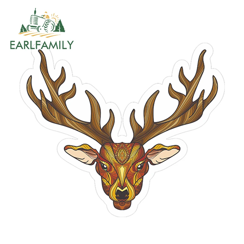 EARLFAMILY 13 см x 11 Забавный олень голова оленя автомобильная Наклейка для окна