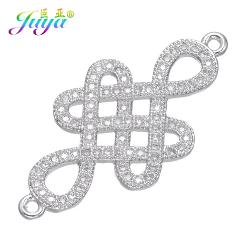 Ювелирные коннекторы Juya "LOVE", медь + цирконий