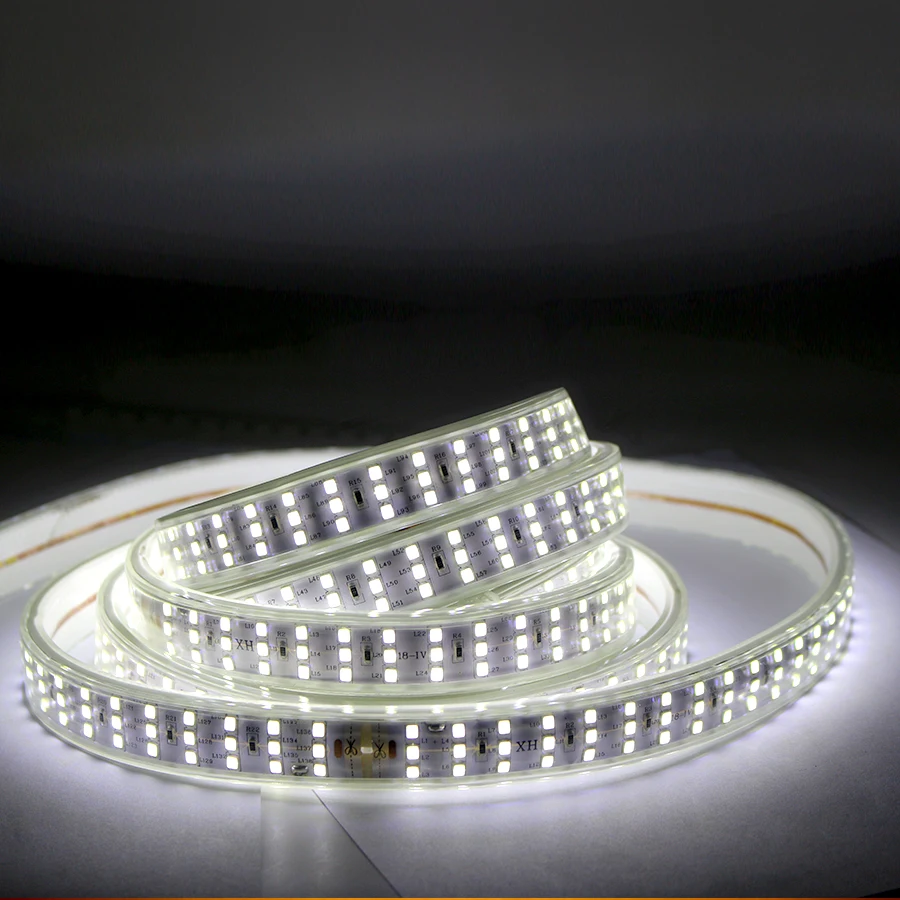 220 В СВЕТОДИОДНАЯ лента SMD 2835 276 светодиодов/м Водонепроницаемая IP67 трехрядная