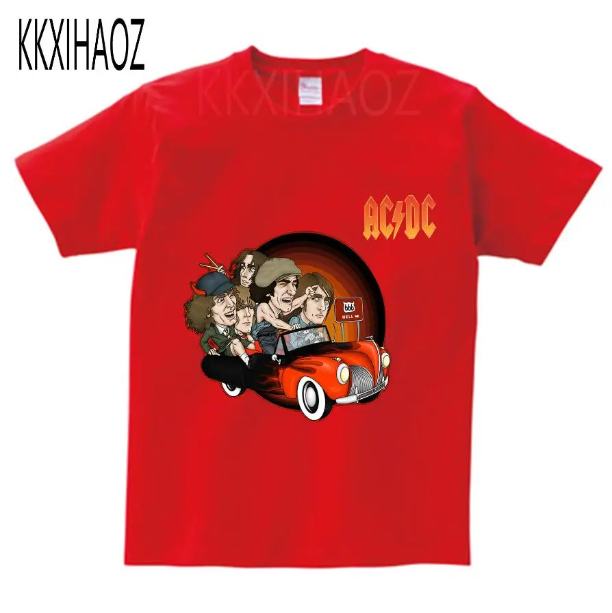 red childreT-shirt Новинка года, Camisetas AC/DC band rock, футболка, футболки с принтом acdc для мальчиков, Повседневная футболка, детский хлопковый топ с короткими рукавами в стиле хип-хоп - Цвет: red childreT-shirt