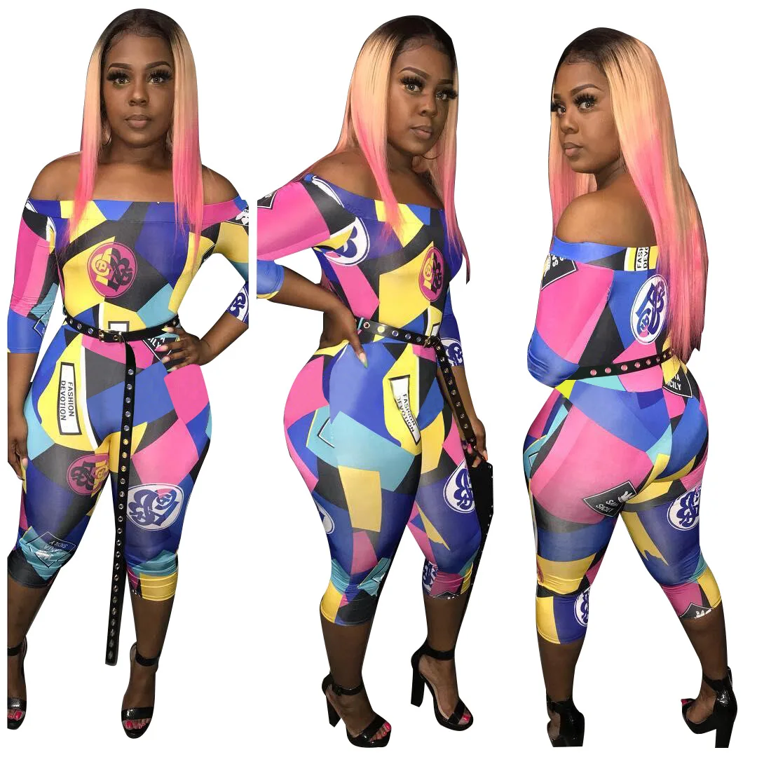 African womenswear women's newly opened shoulder third sleeve check print leotard mid calf length party club leo | Тематическая