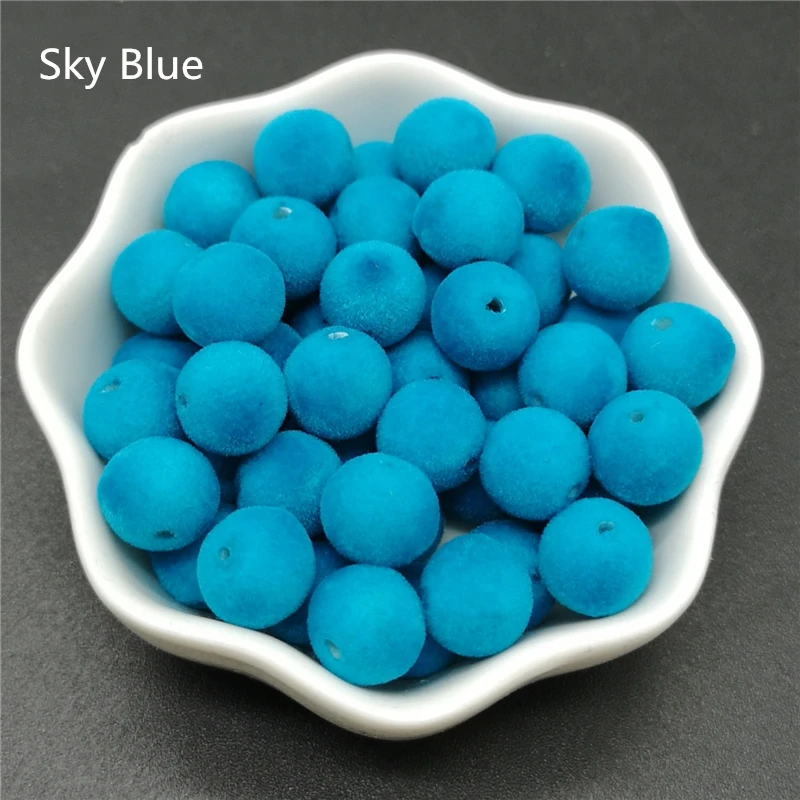 Sky Blue 10 мм бархатные бусины акриловые Круглые бусины аксессуары для изготовления ювелирных изделий ожерелье ручной работы свободные бусины, 30 шт./лот - Цвет: Sky Blue