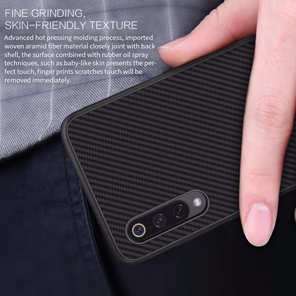 Nillkin synthetic fiber case for xiaomi mi 9 /mi9 Explore Carbon Fiber PP Shield Back Cover Case |