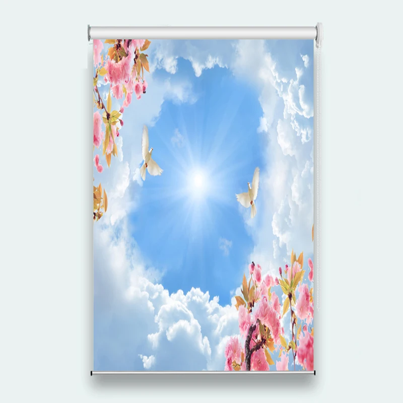 Голубое небо и белые облака индивидуальные размеры роликовые жалюзи для