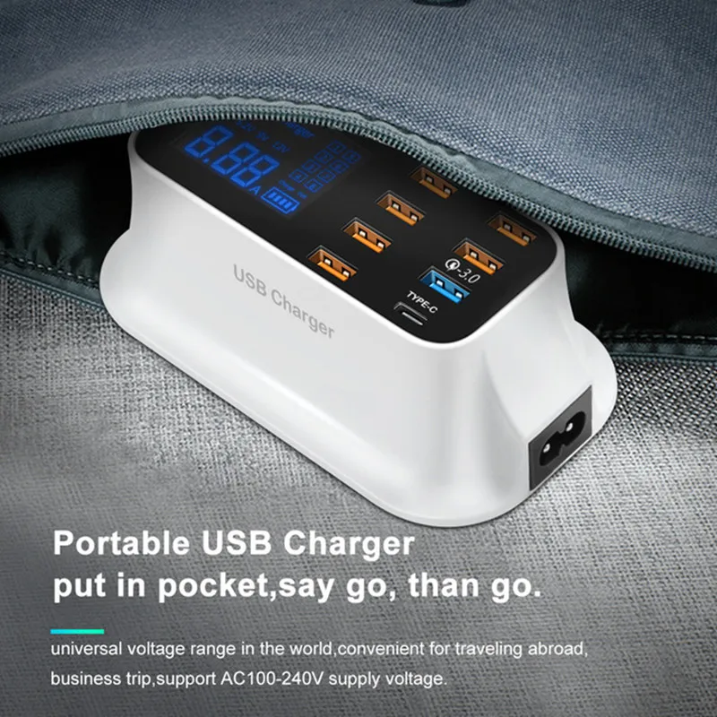 Быстрая зарядка 3 0 Смарт USB Type C зарядная станция светодиодный дисплей телефон