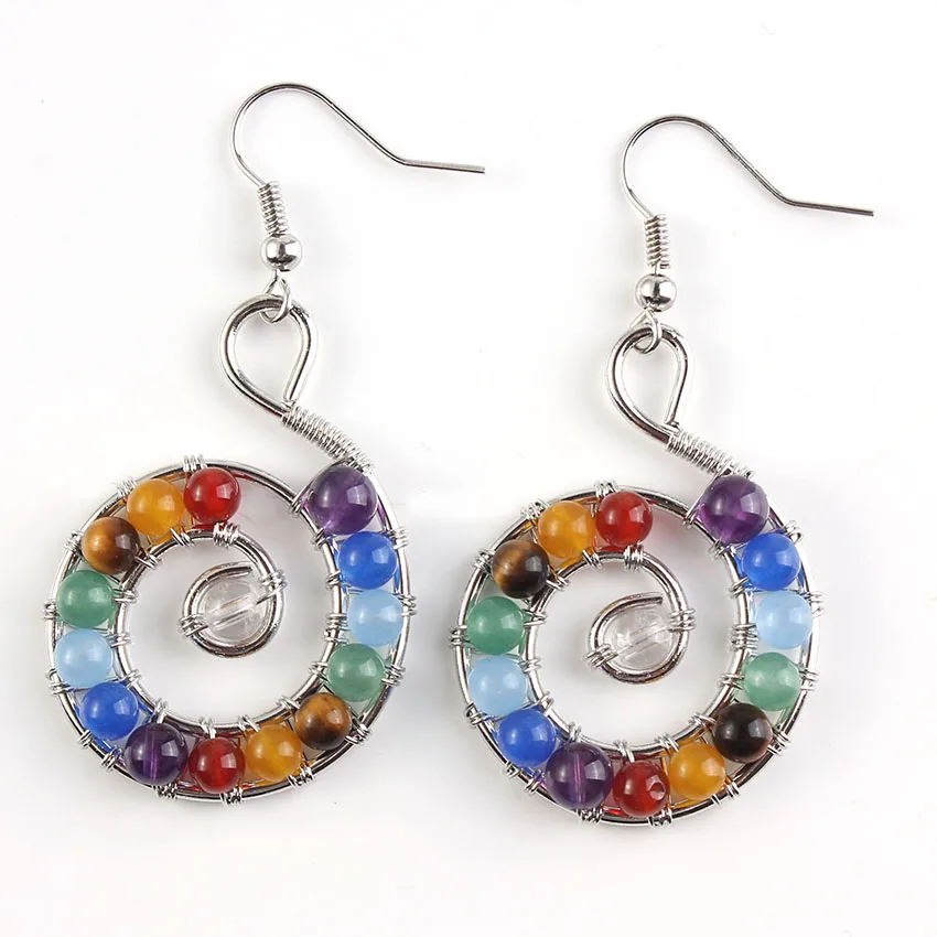 100-уникальные 1 пара посеребренные спиральные вселенные чакр Серьги