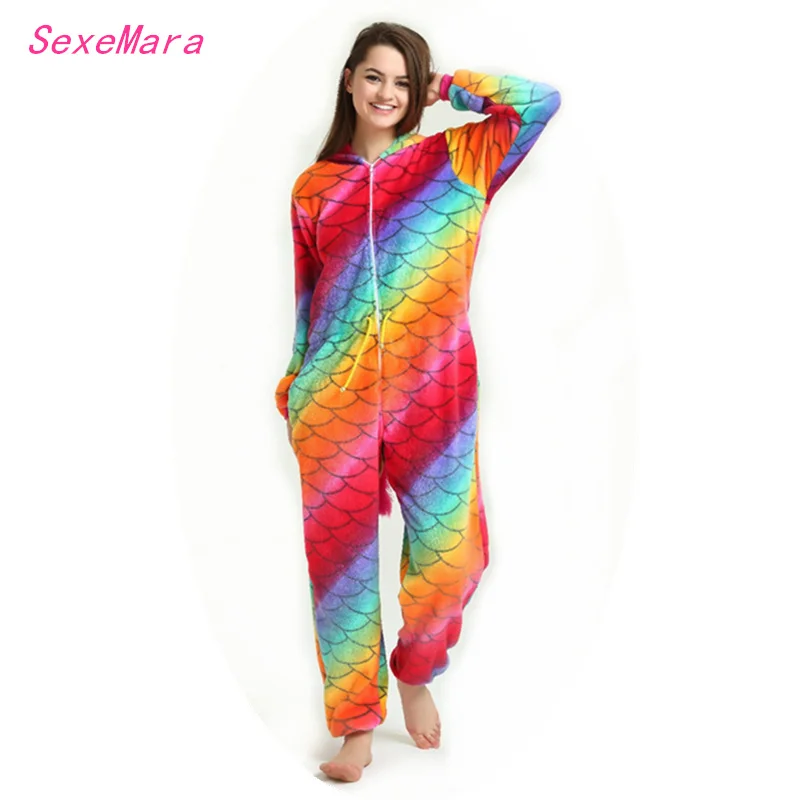 Оптовая продажа Rainbow Star Единорог Onesie для взрослых унисекс Косплэй костюм пижамы