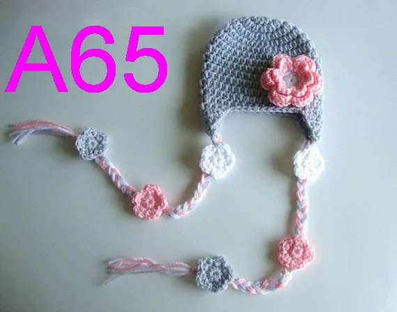free shipping 30piece/lot new Handmade Knitted Baby Flower Hat Spring Crochet Girls' Crocheted Beanie caps 100% cotton | Детская