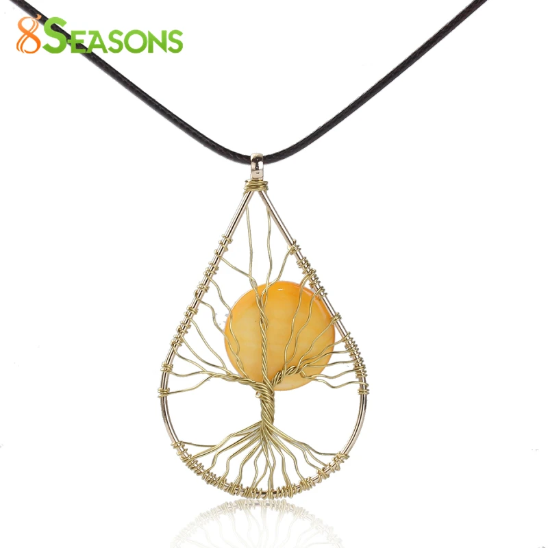 8 СЕЗОНОВ Shell Ручной Проволокой Завернутые Дерево Ожерелье Античный серебряный