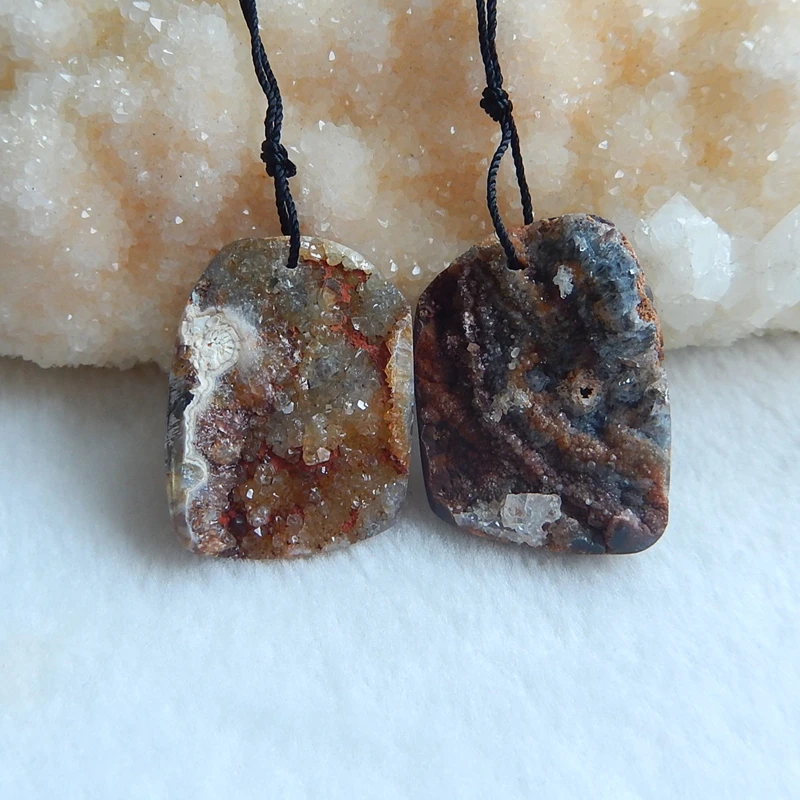 

Natural Stone Nugget Drusy Brazil Agate Earring Bead 30x22x7mm 13.5g semiprecious stone Trendy Jewelry Gift Accessory