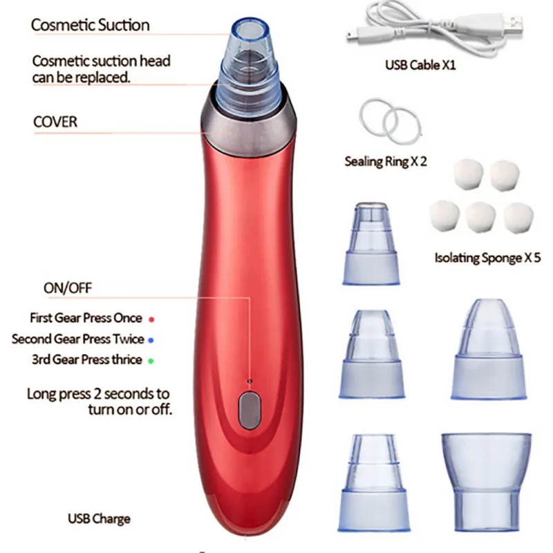 

3 Colors Electric Blackhead Remover Machine Instrument Vacuum Acne Black Head Remover Tool Beauty Face Skin Care New