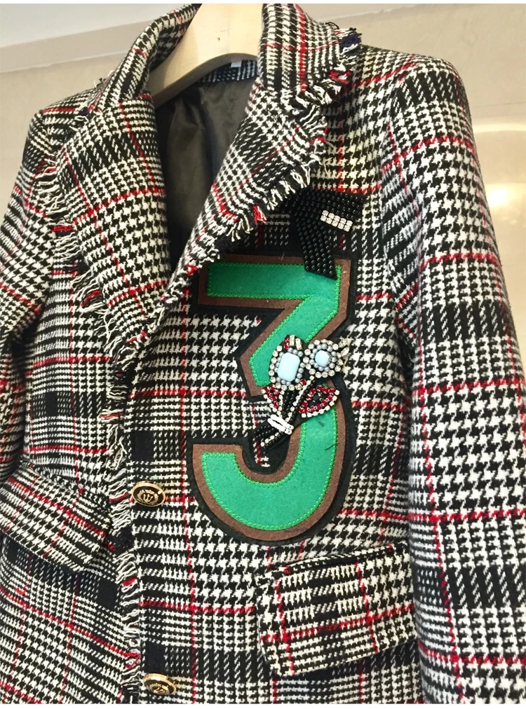 

European wind set auger plover case of England fringed edge suit digital patch small sweet coat 2019 autumn and winter