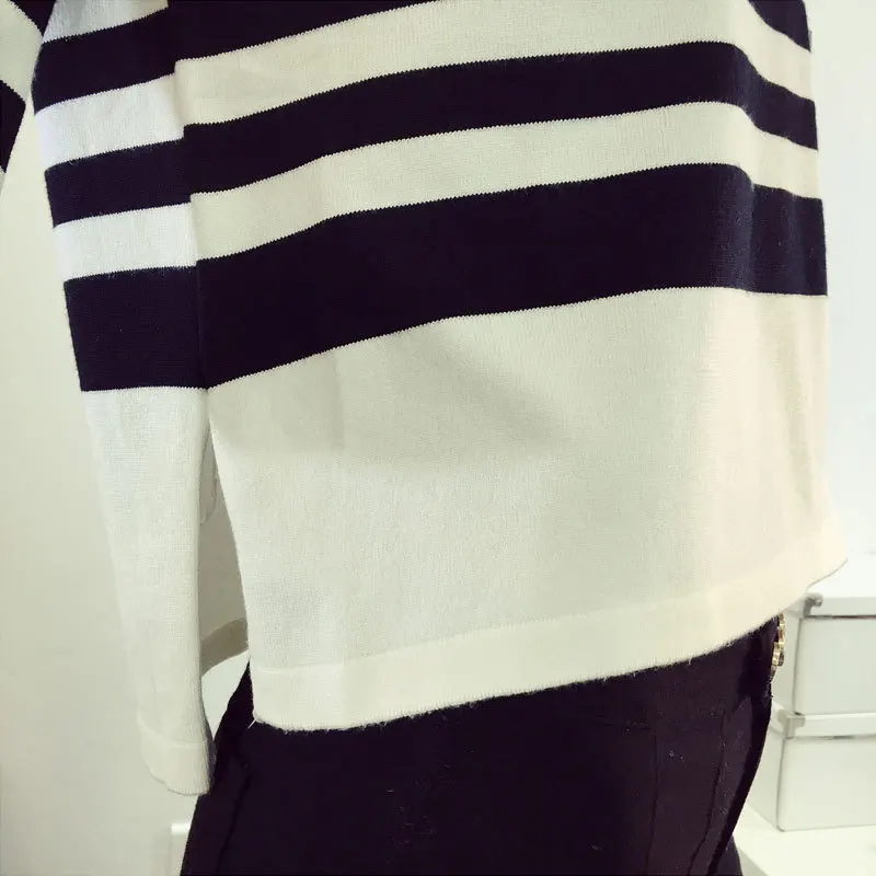 Spring and summer pullovers new Korean version of the striped sleeve loose large yards bat thin sweater women's 7553 | Женская