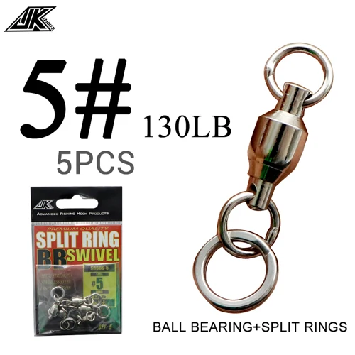 No.5 -130LB -5pcs JK 50-200LB сверхмощный шарикоподшипник баррель рыболовный роликовый Поворотный соединитель из нержавеющей стали твердое кольцо - Цвет: No.5 -130LB -5pcs
