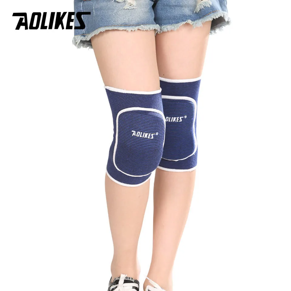 Blue AOLIKES/1 пара, Детские губки для поддержки колена, для танцев, волейбола, тенниса, наколенники для спортивного зала, наколенники для детей, защита колена - Цвет: Blue