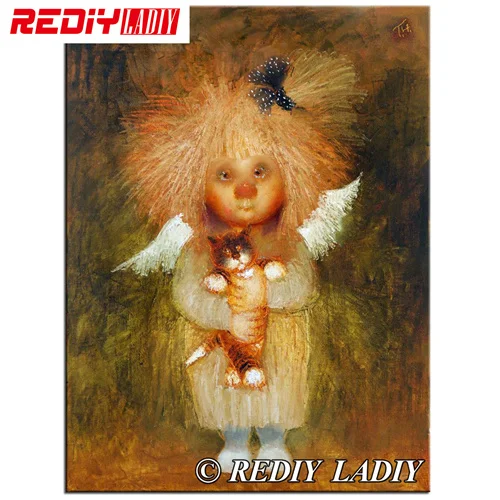 RF79017 EDIY LADIY полная Алмазная вышивка рукоделие DIY Алмазная картина вышивка крестиком ангел с цветы алмазы мозаика домашний декор - Цвет: RF79017