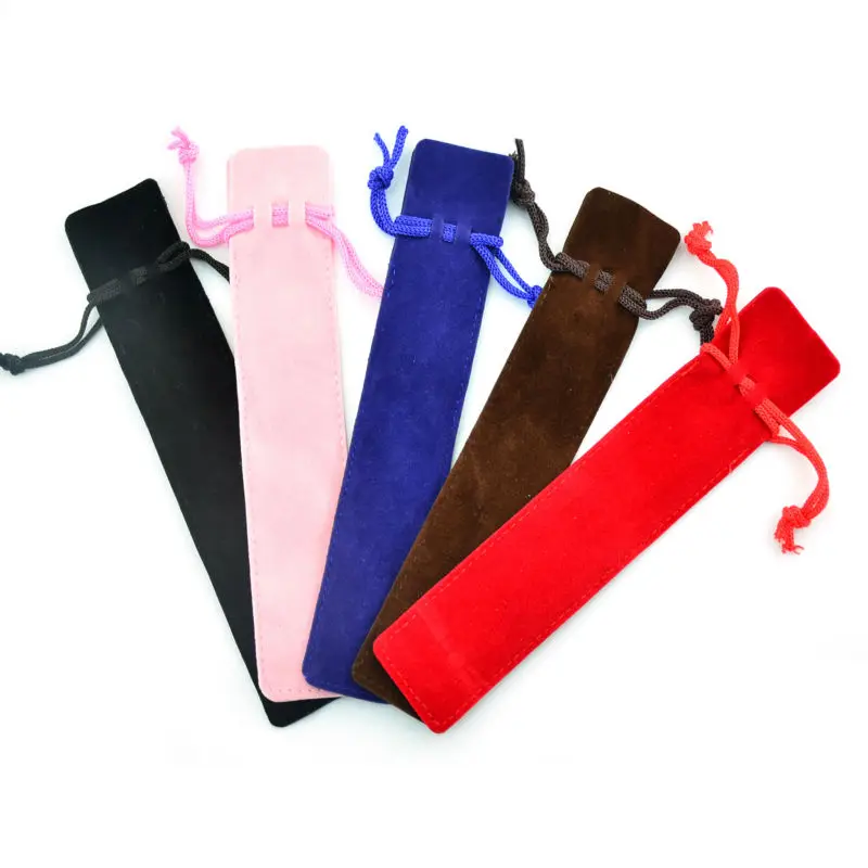 

Thicker 5 Pcs Velvet Pen Pouch Holder Single Pencil Bag Pen Case With Rope For Rollerball /Fountain/Ballpoint Pen