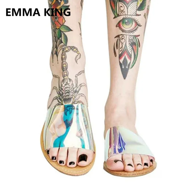 2019 г. блестящая ПВХ прозрачные женские шлепанцы римские сандалии повседневная