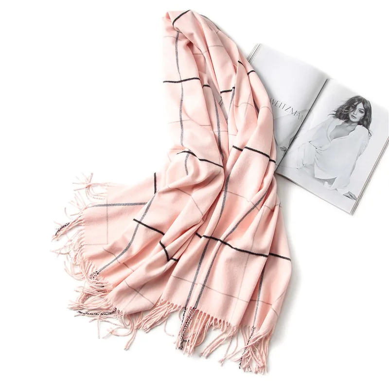 Винтажный роскошный брендовый женский шарф, клетчатые теплые кашемировые шарфы, женские зимние шали и палантины, Пашмина бандана, толстый платок - Цвет: c3