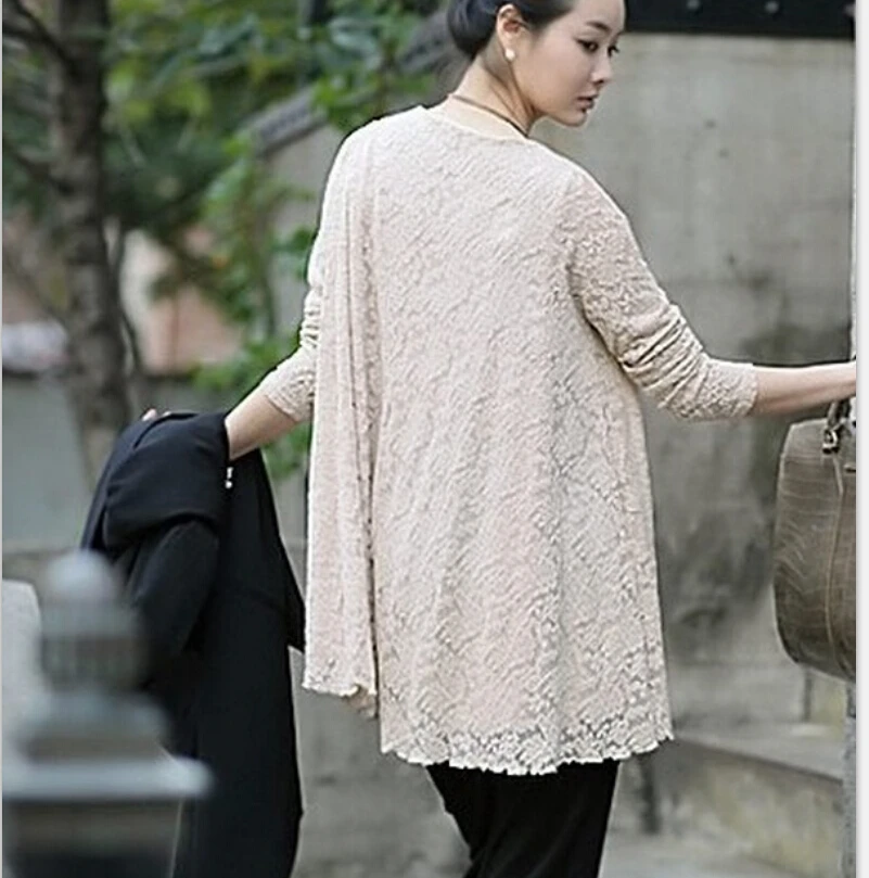 Кружевные платья для беременных Одежда Весенняя осенняя одежда с длинным