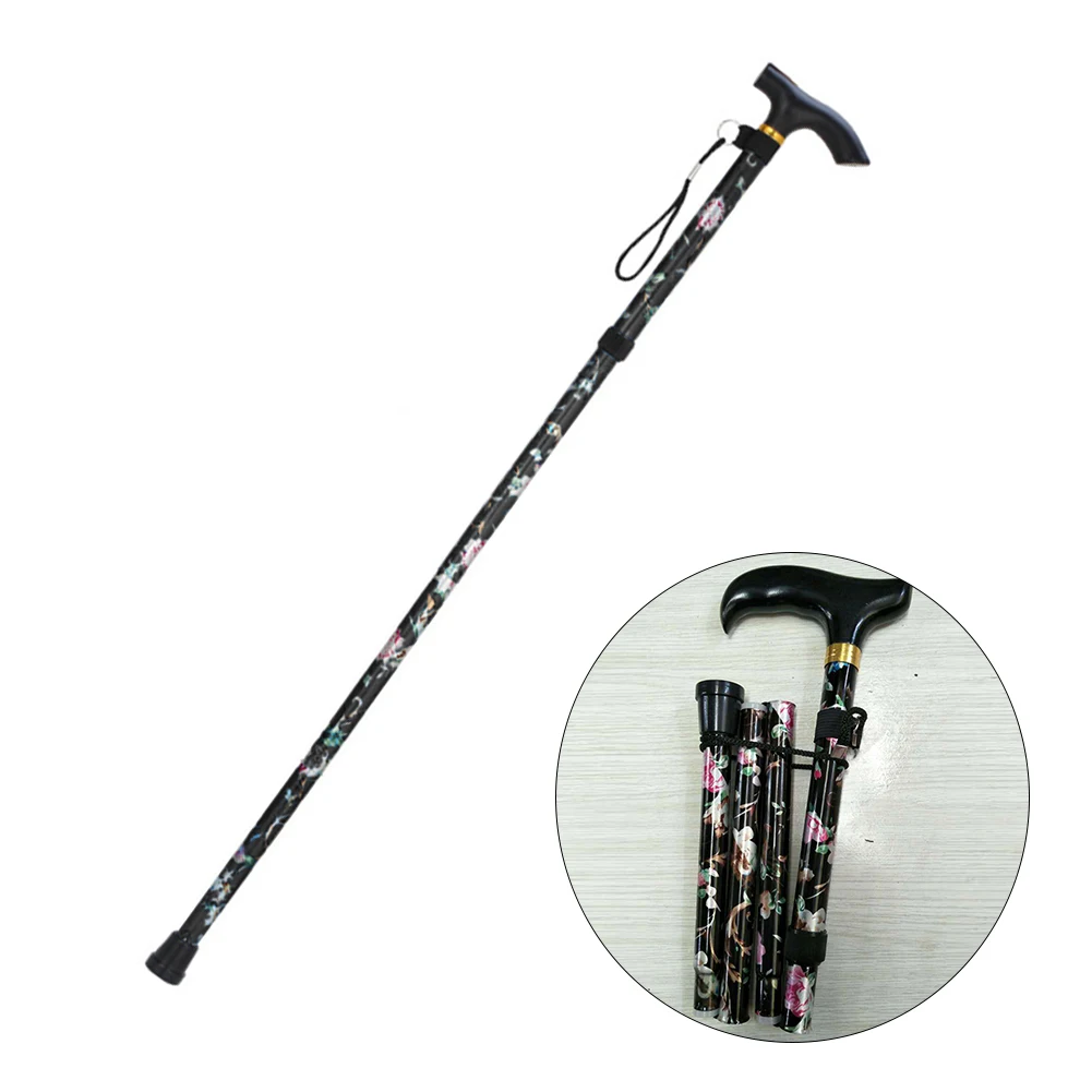Printed Five-section Adjustable Crutches Travel Folding Sturdy Non Slip Patterned Cane Walking Stick | Спорт и развлечения