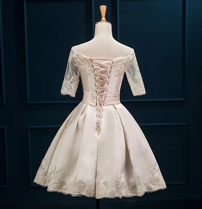 Однотонное платье для свадебной вечеринки, платье Fiesta Vestido, пышные платья с открытыми плечами для выпускного вечера, короткие платья подружек невесты TS1702