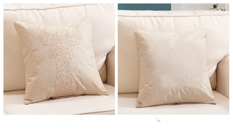 

1PC Retro Christmas Deer Printed Linen Cotton Cushion Home Decoration Textile Art Crafts Sofa Car Cushion with Core OU 033