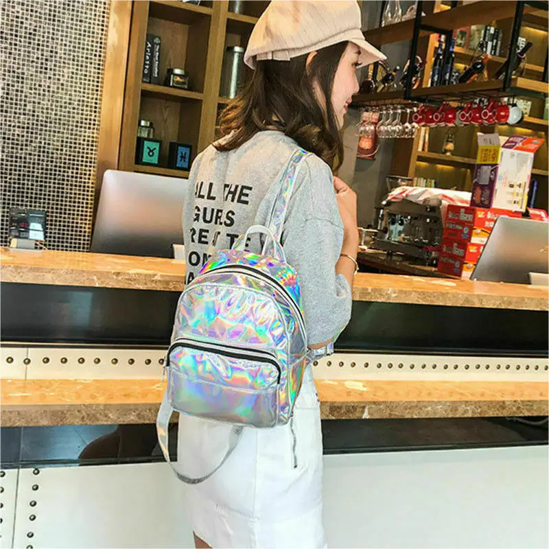 Новинка 2019 Женский мини-рюкзак дорожные сумки серебристый лазерный рюкзак