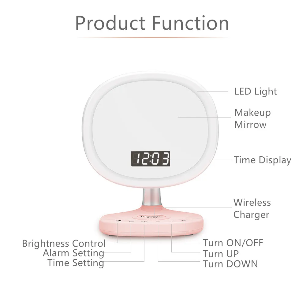 QI Беспроводное зарядное устройство Мути функции группа ламп макияж зеркало
