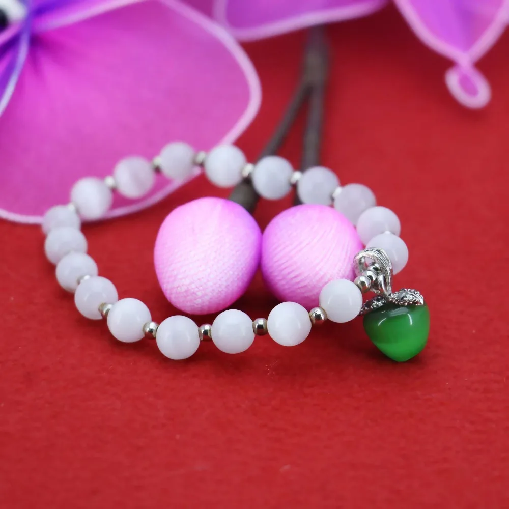 Женский браслет с подвеской кошачий глаз зеленого цвета 8 мм подарок для девушек