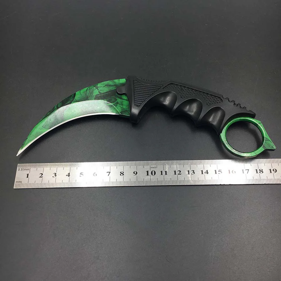 CS GO нож-Коготь Karambit, нож для шеи с ножной, Тигриный зуб, настоящий игровой нож, красный, синий, золотой цвета, Походный нож - Цвет: Deep green