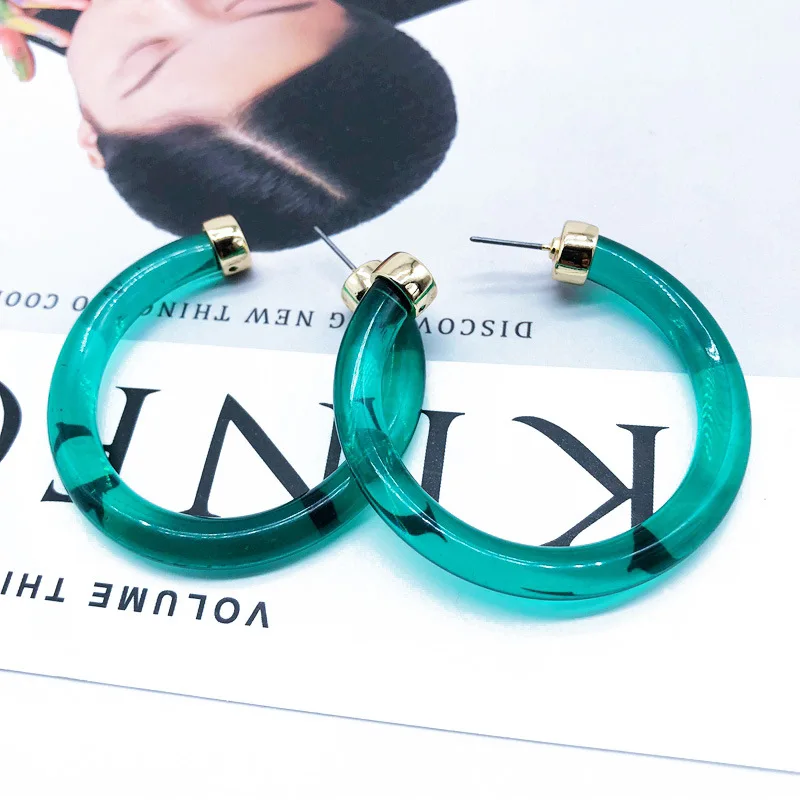 Модные богемные зеленые круглые смолы серьги-гвоздики из сплава атмосферного