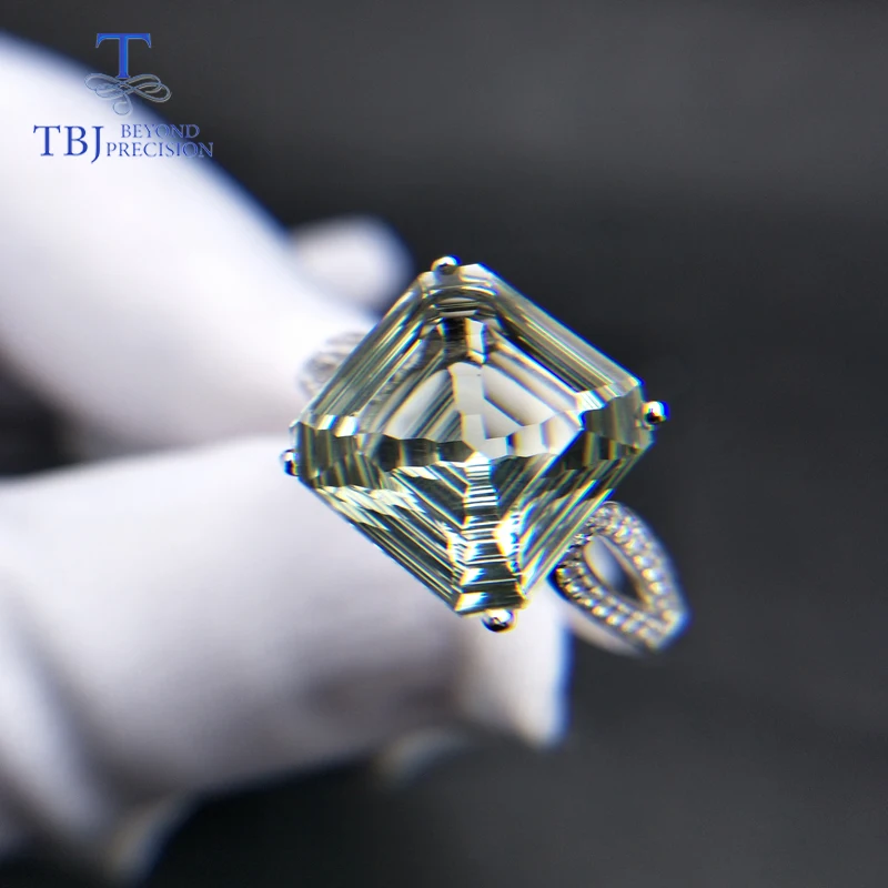 TBJ 2019 Новинка &quotловля глаз&quot 7ct зеленый аметист драгоценный камень кольцо 925