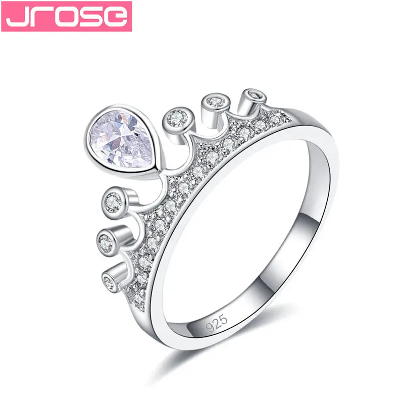 JROSE Beautifu Королева Корона узор кольцо капли воды белые стразы свадебное украшение