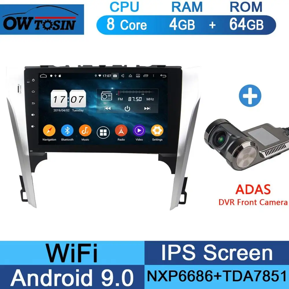 64G Adas Camera 10," ips Восьмиядерный 4G+ 64G Android 9,0 автомобильный DVD мультимедийный плеер для Toyota Camry 2012 2013 gps компактное минирадио CarPlay Parrot BT - Цвет: 64G Adas Camera