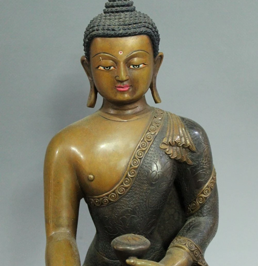 Бесплатная доставка 9 &quotХрам тибетского буддизма бронзовая статуэтка Будда