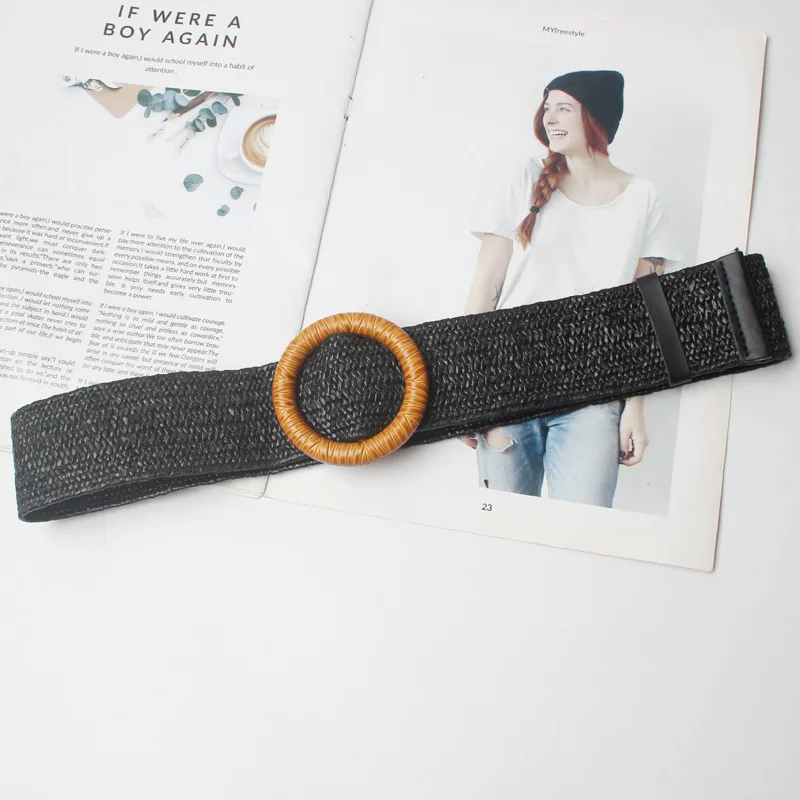 

Vintage Knitted Wax Rope Wooden Bead Waist Rope Women Bamboo joint Buckle Belt Woman Woven Female Hand-Beaded Braided Belt BZ347