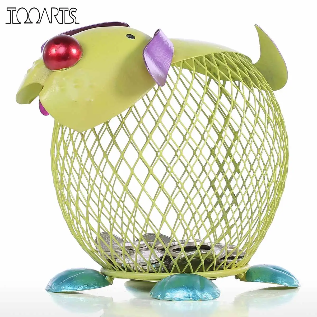 Металлическая Копилка Tooarts статуэтка для денег с зеленым щенком животных копилка