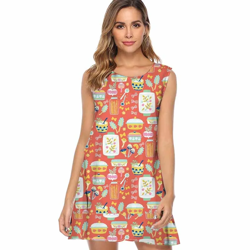 

Summer Mini Dress Women Irises Floral Print Dress Above Knee Casual Loose Beach Wear Women Sleeveless Vest Dress Vestidos