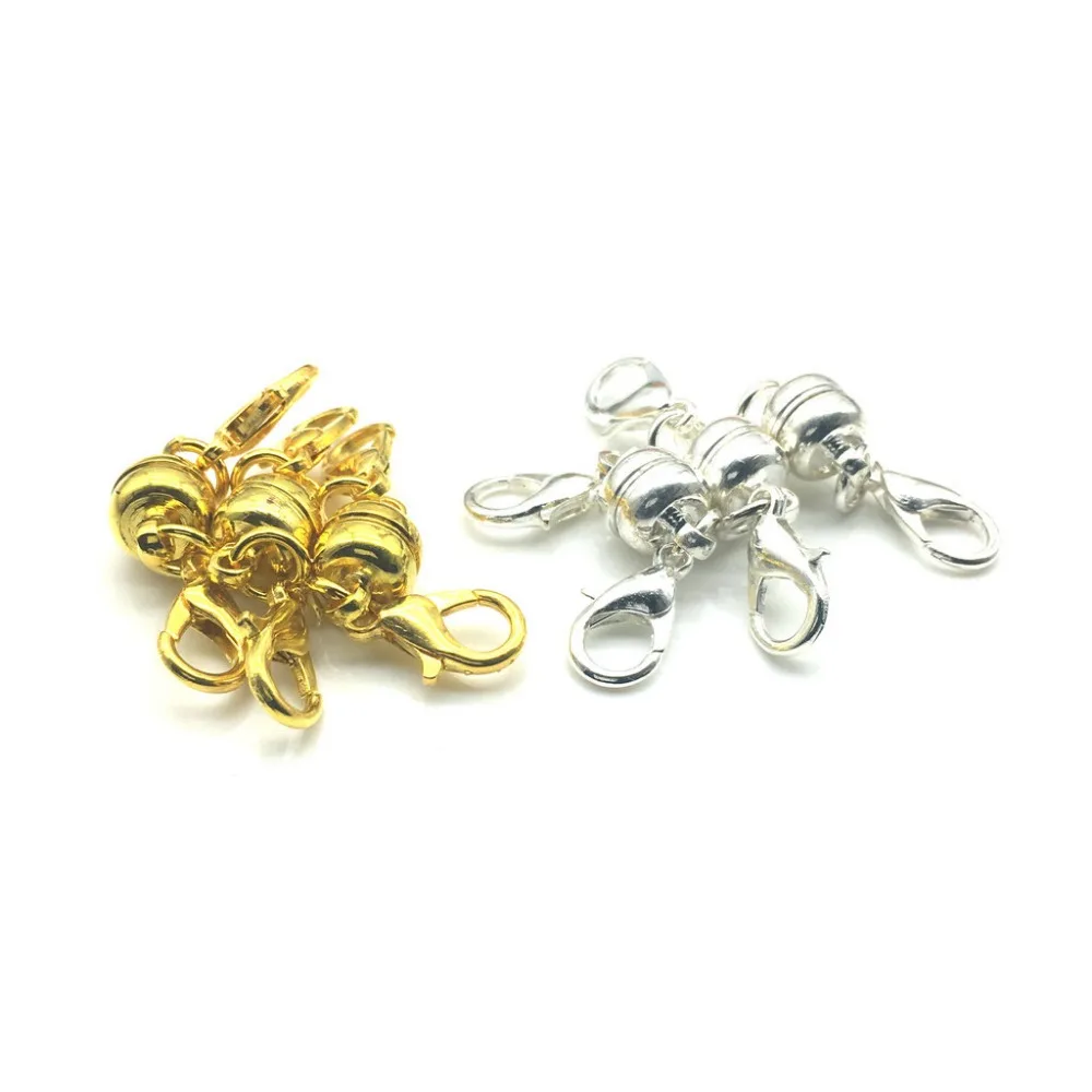 

10pcs/Lot Gold And Silver Metal Magnet Clasp And Lobster Clasp Silver-Plated Necklace Bracelet Link Accessories Button P-114