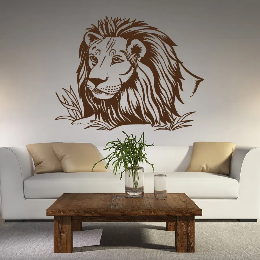 

Художественная настенная наклейка, лев, дикая кошка, Африканские животные, сафари, Виниловая наклейка на стену, домашний декор, фрески для гостиной, декоративная наклейка
