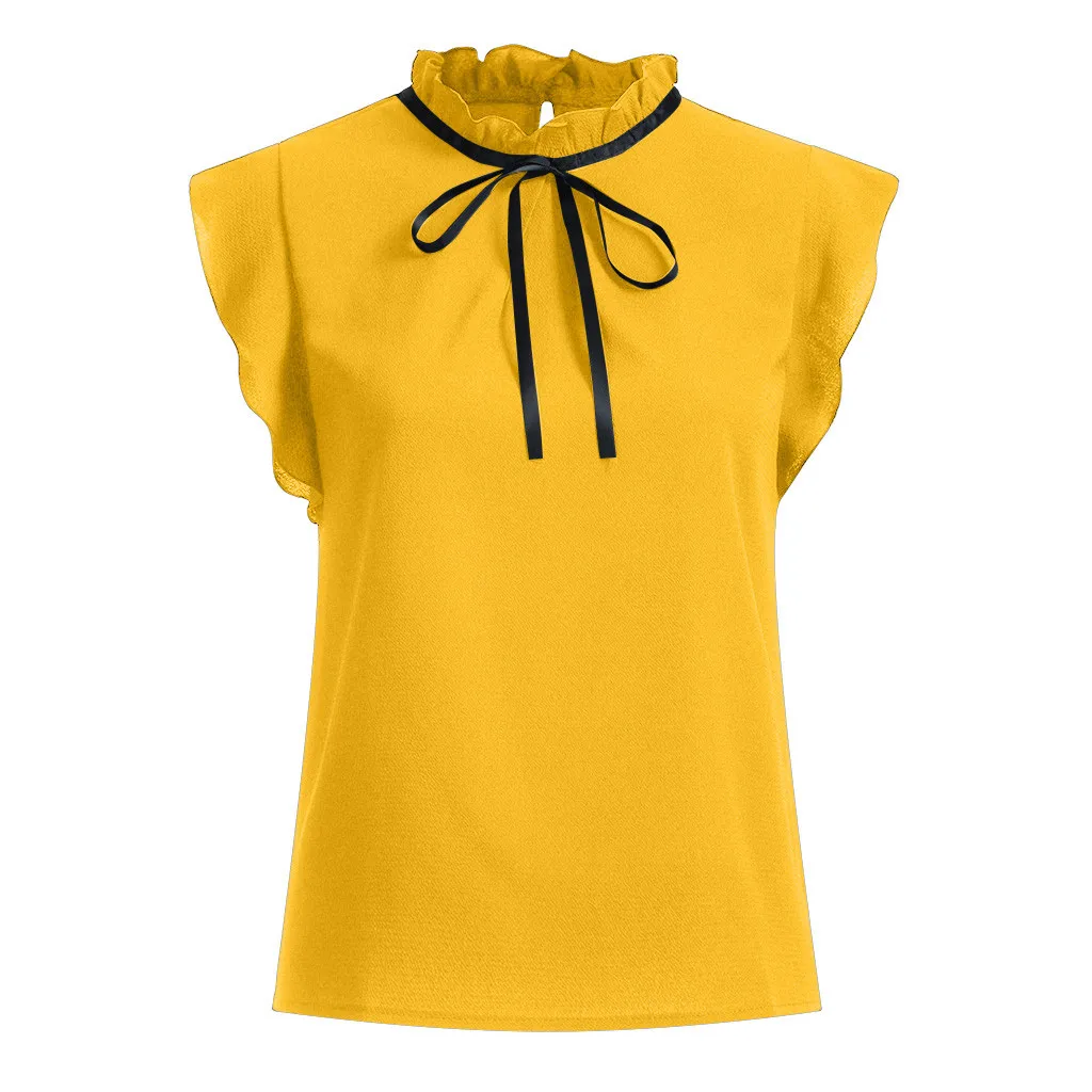 Блузка женская шифоновая с бантом повседневная однотонная элегантная рубашка